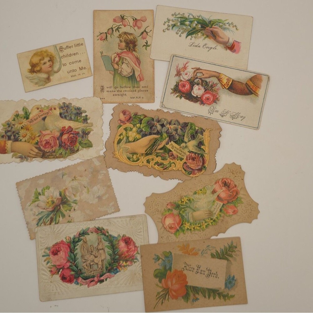 LOT OF 10 ANTIQUE VICTORIAN CALLING CARDS- EPHEMERA LOT